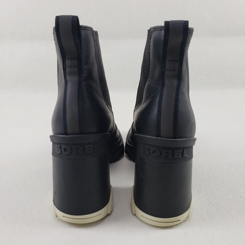 Sorel Brex Chelsea Ankle Boot Womens 8 Black Leather Pull On Waterproof Block - Picture 10 of 13